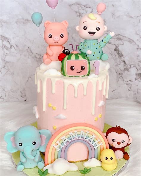 Cocomelon Theme Cake For Baby Girl First Birthday 💖 In 2020 Baby Girl