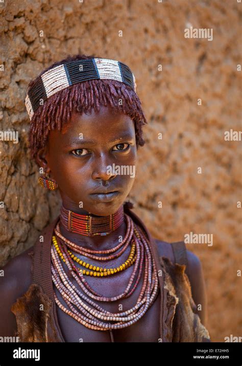 Hamer Tribe Girl In Traditional Outfit Turmi Omo Valley Ethiopia