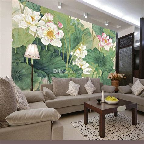 Elegant Lotus Painting Photo Wallpaper 3d Flowers