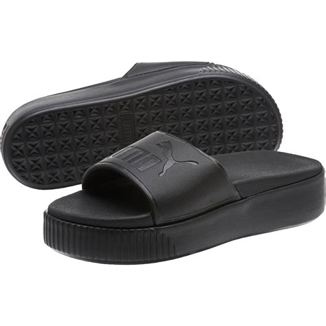 puma synthetic platform slide bold women s sandals in black lyst