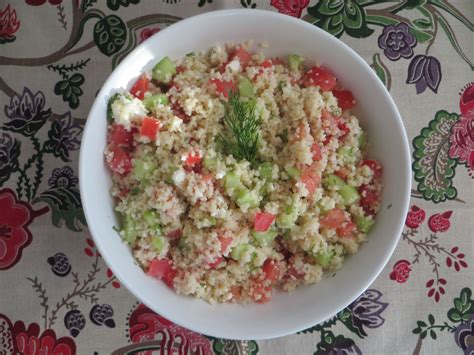 A 12 minute, no cook, giant couscous salad with sun dried tomato, feta, rocket (arugula), herbs and the nutty tastiness of chickpeas. Chez Mona: Greek Couscous Salad