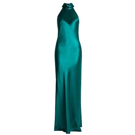 Galvan Halterneck Silk Satin Gown 1450 Liked On Polyvore Featuring