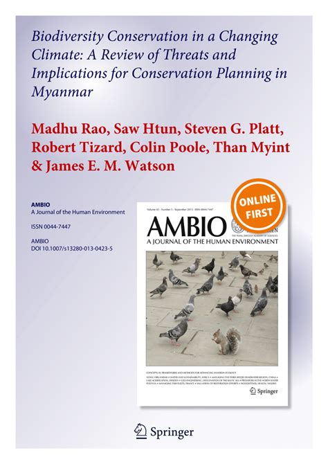 Pdf Biodiversity Conservation In A Changing Climate A Review Of
