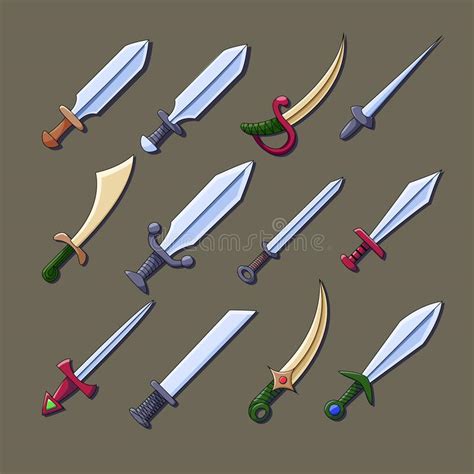 Espadas Y Cuchillos Para Juegos E Ilustraciones Tipos Diferentes