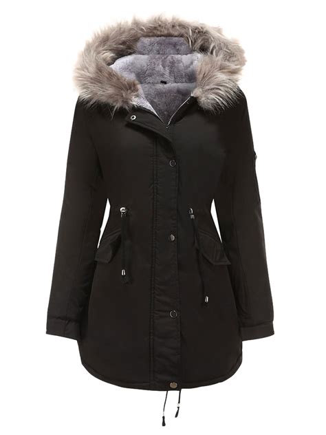 sexy dance ladies fleece lining coat womens winter warm thicken long parka jackets hooded