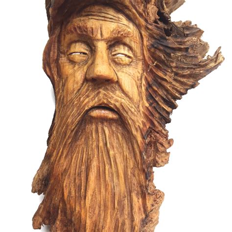 Wood Carving Wood Spirit Carving Rustic Decor Hand Carved Old Man