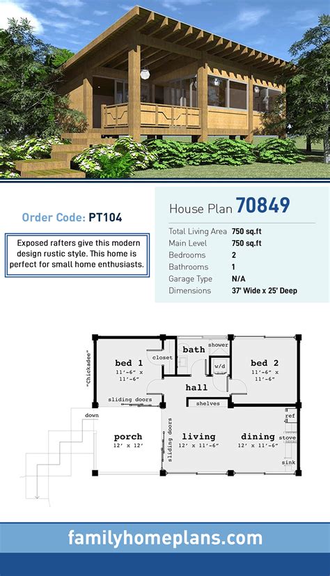 Southwest Style House Plan 70849 With 2 Bed 1 Bath With Images