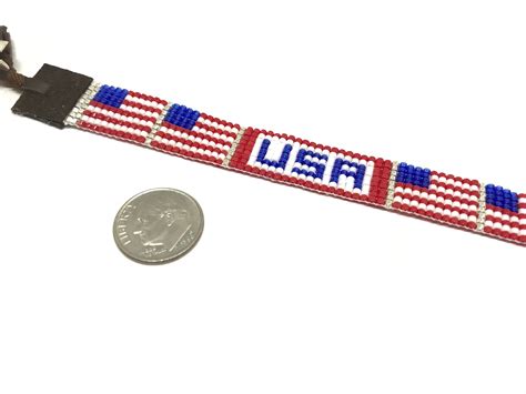 American Flag Usa Bracelet Hand Beaded American Flag Bracelet Flag