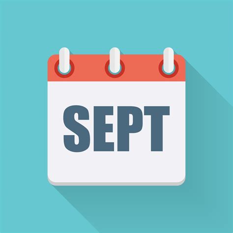 Icône Plate De Dates De Septembre Avec Ombre Portée Illustration