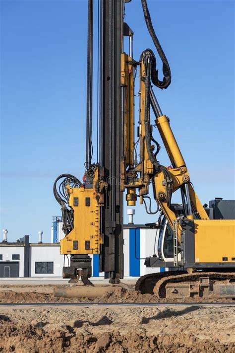 Powerful Hydraulic Drilling Rig At A Construction Site The Device Of