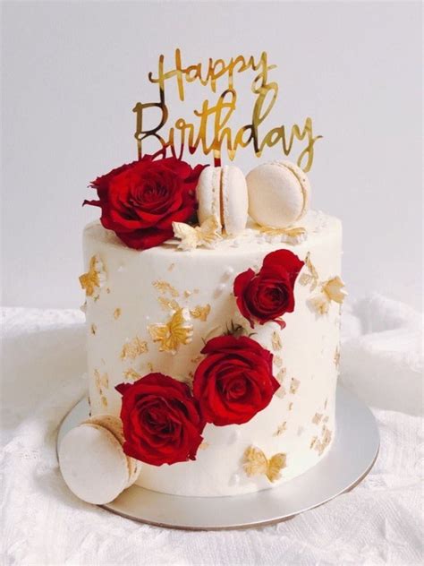 Red Roses Butterflies Cake Birthday Cake For Women Elegant Red Birthday Cakes Birthday