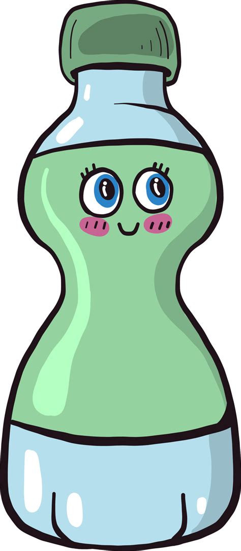 Cute Green Water Bottle Illustrationvector On White Background