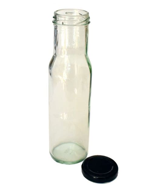 Round Sauce Glass Bottle 250ml X50 Black Lids Sauce Bottles Glass