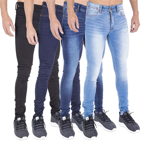 Mens Spray On Skin Tight Skinny Stretch Denim Jeans New Extra Stretch