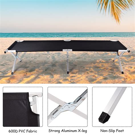 Gymax Aluminum Folding Camping Bed Outdoor Portable Military Cot Hiking Travel W Bag Walmart
