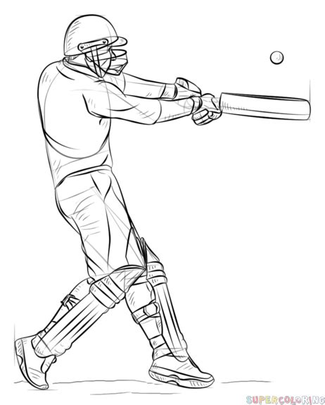 How To Draw A Cricket Player Step By Step Drawing Tutorials In 2020