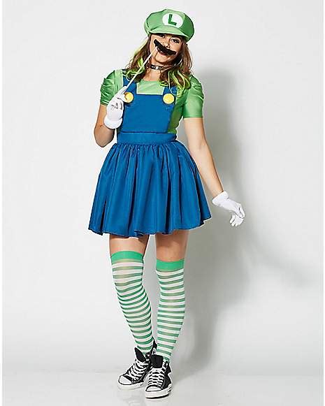 Adult Luigi Dress Costume Mario Bros Spencers