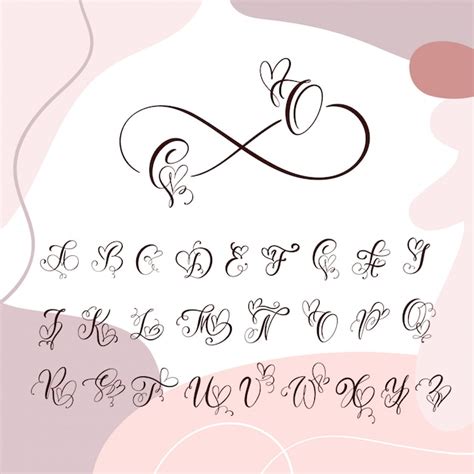 Handwritten Heart Calligraphy Monogram Alphabet Cursive Font With