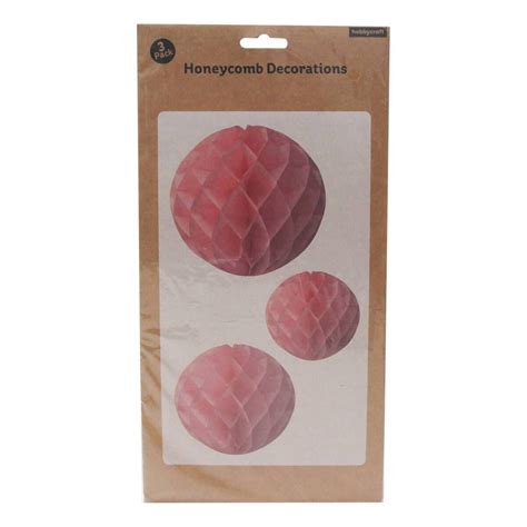 Pink Honeycomb Ball Decorations 3 Pack Hobbycraft