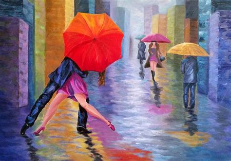 Dancing In The Rain Painting By Rosie Sherman