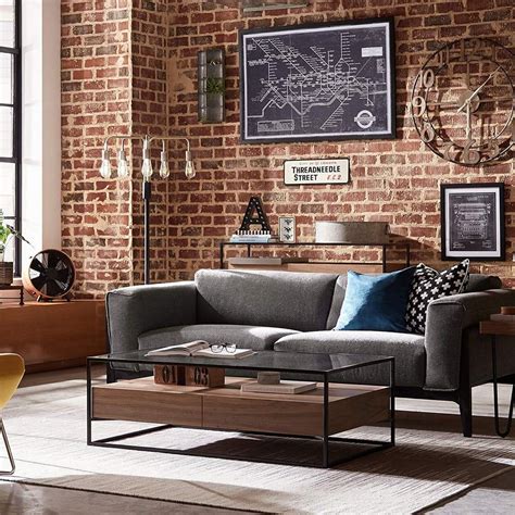 This technique works well for a small space and when. Rivet King Street Industrial Floating Storage Coffee Table | Brick living room, Quality living ...