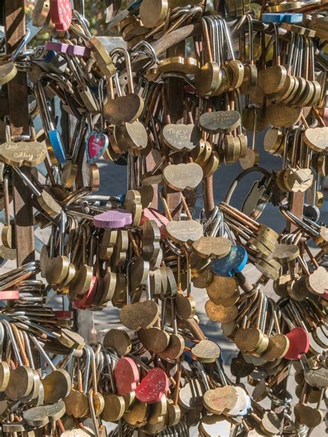 Locked Love Padlock On The Szechenyi Chain Bridge In Budapest Editorial