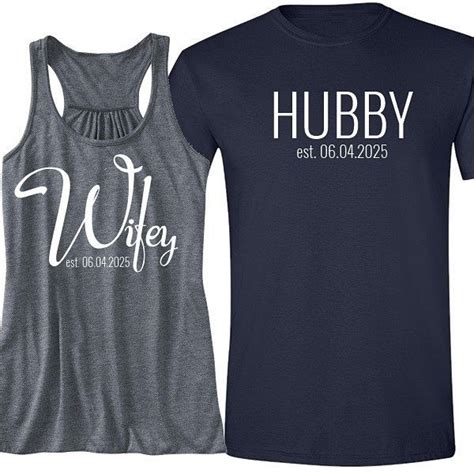 script wifey and block hubby {with est date} flowy tank and t shirt set honeymoon shirts best