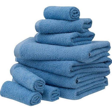 Mainstays Value Terry Cotton Bath Towel Set 10 Piece Set Office Blue