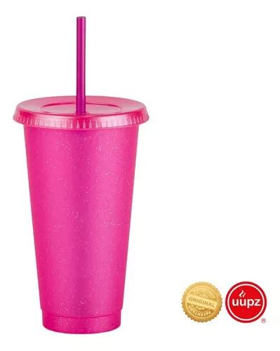 Vasos Reusables Con Popote Para Cafe Frio Oz Color Rosa Glitter Translucido Mercadolibre