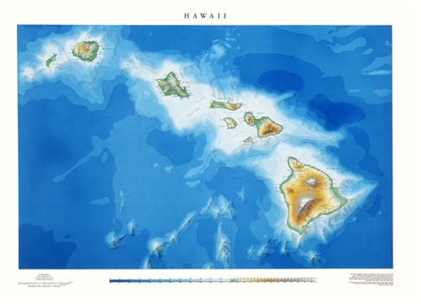 Hawaii Topographic Wall Map By Raven Maps 30 X 42
