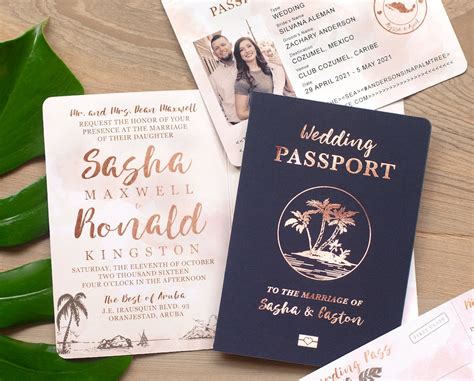 destination wedding invitation passport invitation tropical etsy