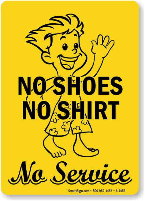 No Shirt No Shoes No Service Signs For Stores And Restaurants