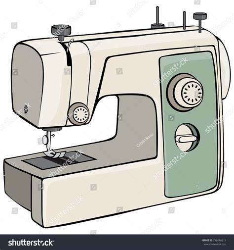Vector Illustration Sewing Machine Cartoon Concept เวกเตอร์สต็อก ปลอด