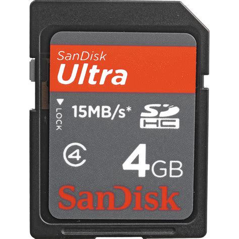 Sandisk 4gb Sdhc Memory Card Ultra Class 4 Sdsdrh 004g A11 Bandh