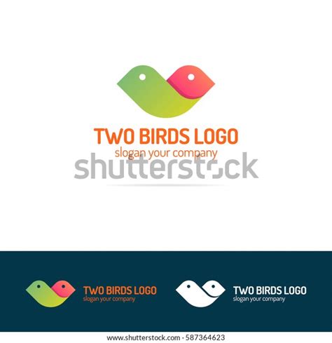 Two Birds Logo Set Flat Modern Stock Vector Royalty Free 587364623
