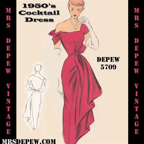 Vintage Sewing Pattern 1950s Off Shoulder Cocktail Dress In Etsy