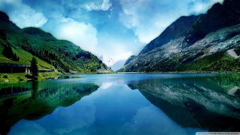 1157563 Trees Landscape Mountains Lake Water Nature Reflection