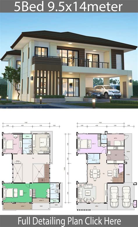 House Design Plan 95x14m With 5 Bedrooms Beautiful House Plans 2
