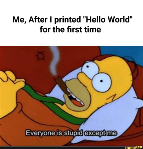 me after i printed hello world for the ﬁrst time ifunny memes funny memes funny