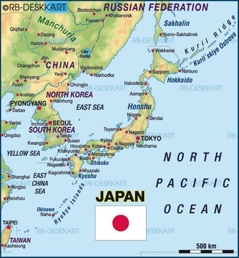 Japan and surrounding countries map. Map of Japan (Country) | Welt-Atlas.de