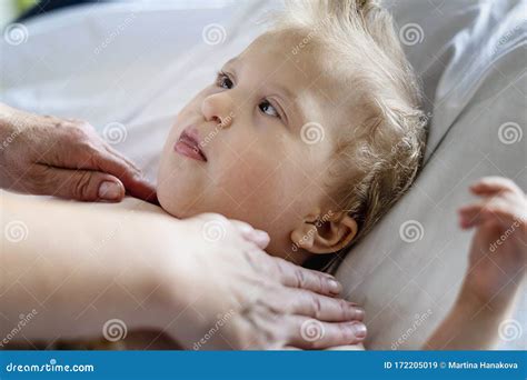 Baby Having Massage In A Rehabilitation Center Little Child Relaxing