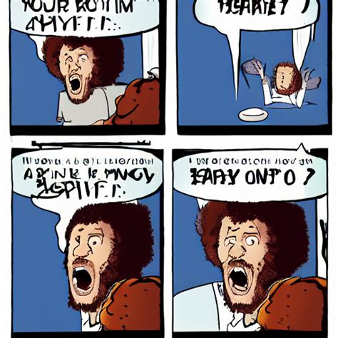 Prompthunt Angry Bob Ross Screaming At Laptop Comic Strip