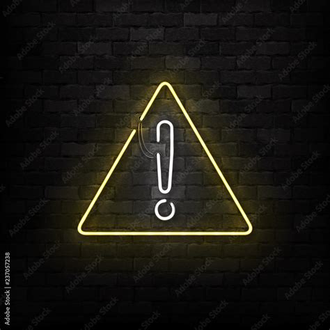 Vector Realistic Isolated Neon Sign Of Warning Logo For Decoration And