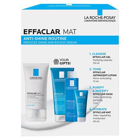 La Roche Posay Effaclar Mat Anti Shine Routine Face Care Set 4 Pieces