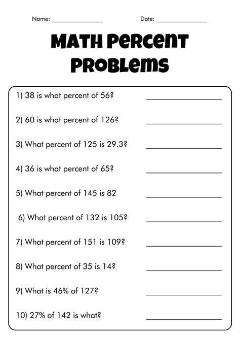 Word Problems With Percents Worksheets