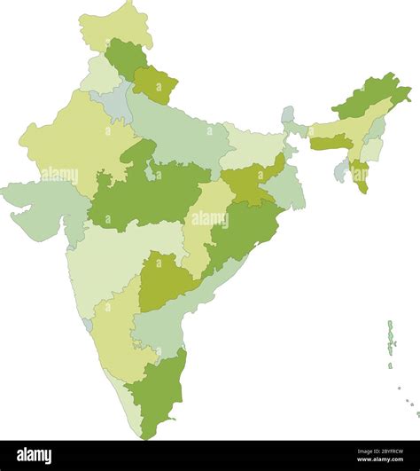 Highly Detailed Editable Political Map With Separated Layers India