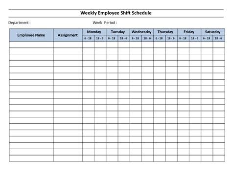 Free Weekly Employee 12 Hour Shift Schedule Mon To Sat Templates At