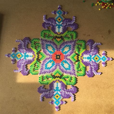 Big perler bead flower wall art | Perler beads designs, Perler bead art