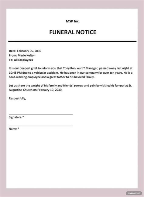 Funeral Notice Template 13 Free Word Excel Pdf Psd Format Download