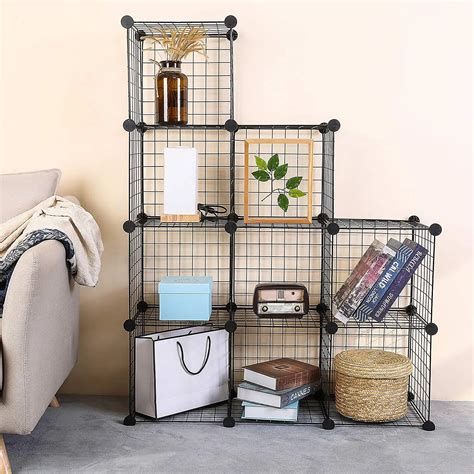 Metal Wire Storage Cubes Diy 12 Cube Closet Cabinet And Modular Shelving Grids Wire Mesh Shelves